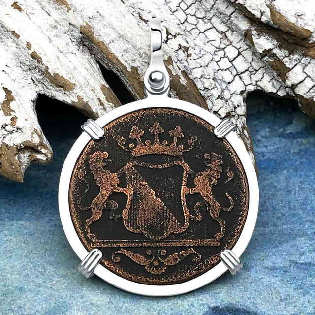 VOC - Dutch East India Company Shipwreck 1790 LARGE 2 Duit Sterling Silver Pendant
