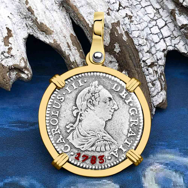 El Cazador Shipwreck 1783 1 Reale Piece of 8 14K Gold Pendant