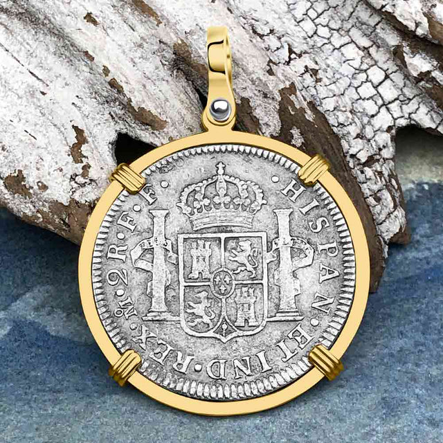 El Cazador Shipwreck 1783 2 Reale Piece of 8 14K Gold Pendant