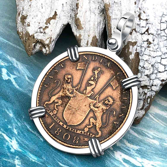 Admiral Gardner Shipwreck Ten Cash Coin Grade 1+ Sterling Silver Pendant