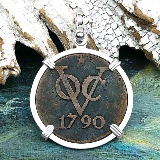 VOC - Dutch East India Company Shipwreck 1790 LARGE 2 Duit Sterling Silver Pendant
