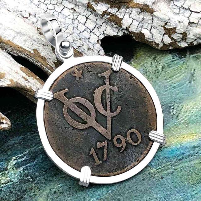VOC - Dutch East India Company Shipwreck 1790 LARGE 2 Duit Sterling Silver Pendant