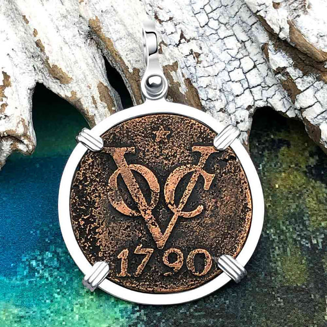 VOC - Dutch East India Company Shipwreck 1790 LARGE 2 Duit Sterling Silver Pendant