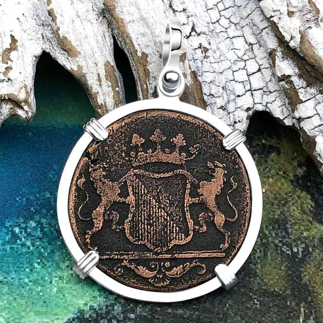 VOC - Dutch East India Company Shipwreck 1790 LARGE 2 Duit Sterling Silver Pendant