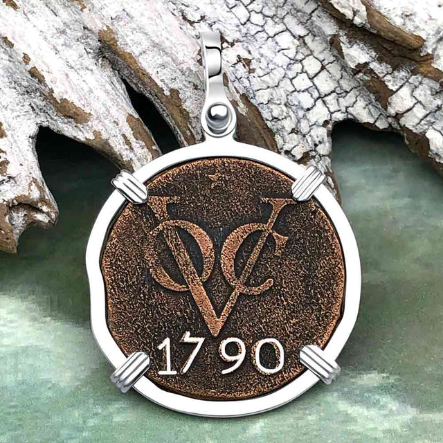 VOC - Dutch East India Company Shipwreck 1790 LARGE 2 Duit Sterling Silver Pendant