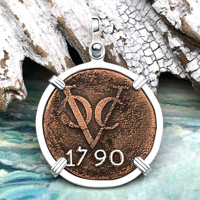 VOC - Dutch East India Company Shipwreck 1790 LARGE 2 Duit Sterling Silver Pendant