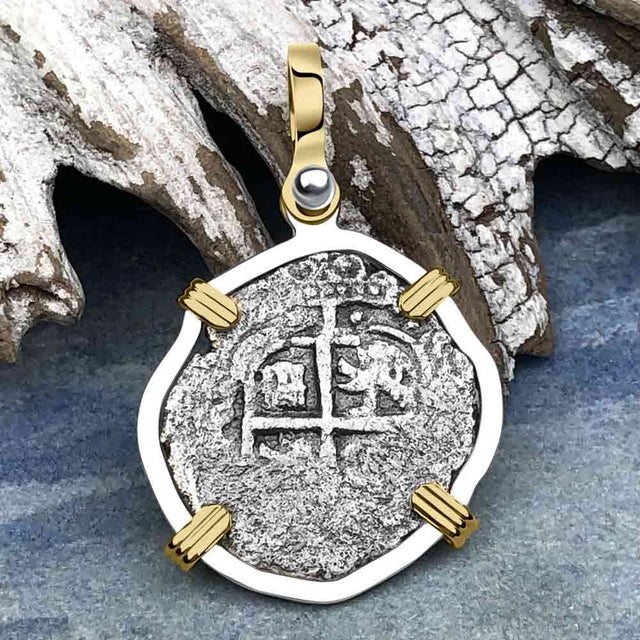 1674 Consolacion Shipwreck Pirate Era Spanish 1 Reale Piece of Eight 14K Gold & Sterling Silver Pendant