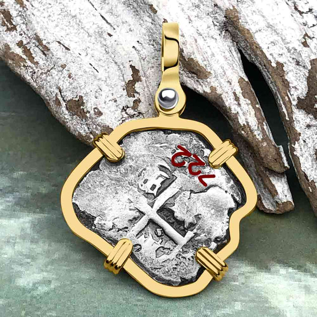 Pirate Era 1722 Spanish 1 Reale Cob Piece of 8 14K Gold Pendant