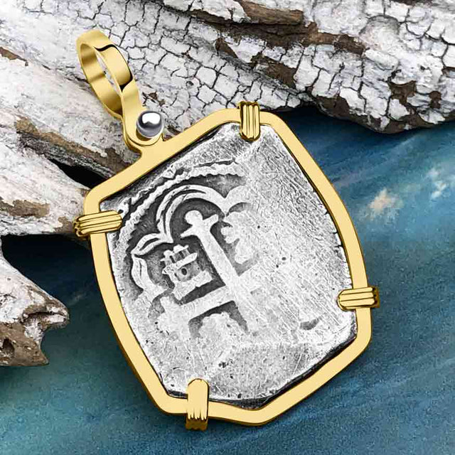 1715 Fleet Shipwreck Golden Age of Piracy Spanish 4 Reale Piece of 8 14K Gold Pendant | Artifact #4976