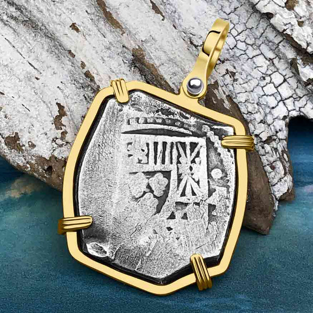 1715 Fleet Shipwreck Golden Age of Piracy Spanish 4 Reale Piece of 8 14K Gold Pendant | Artifact #4976