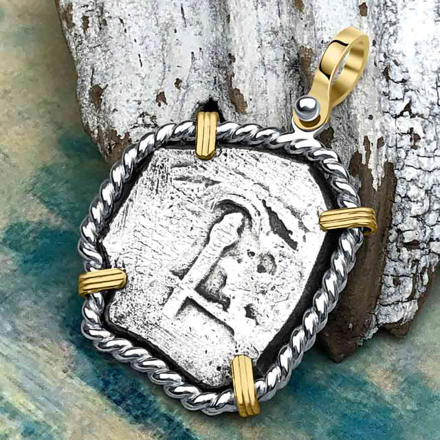 1715 Fleet Shipwreck Rare 4 Reale Piece of Eight 14K Gold and Silver Pendant - the Mel Fisher Cobb Coin Company Collection