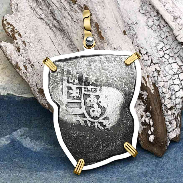 1715 Fleet Shipwreck Rare 4 Reale Piece of Eight 14K Gold and Silver Pendant - the Mel Fisher Cobb Coin Company Collection