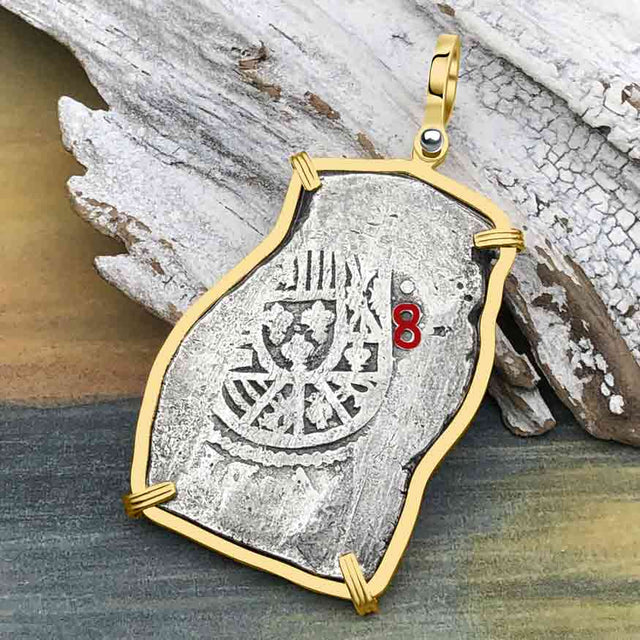 1715 Fleet Shipwreck Rare 8 Reale Piece of Eight 14K Gold Pendant - the Cobb Coin Company Collection