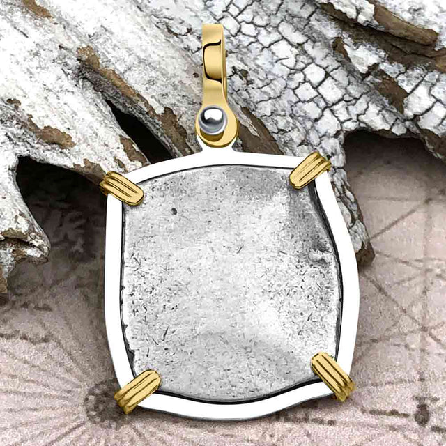 Atocha Era Spanish 2 Reale Cob Piece of 8 14K Gold and Sterling Silver Pendant