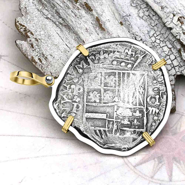 Concepcion Shipwreck Spanish 8 Reale Silver Piece of Eight 14K Gold and Sterling Silver Pendant