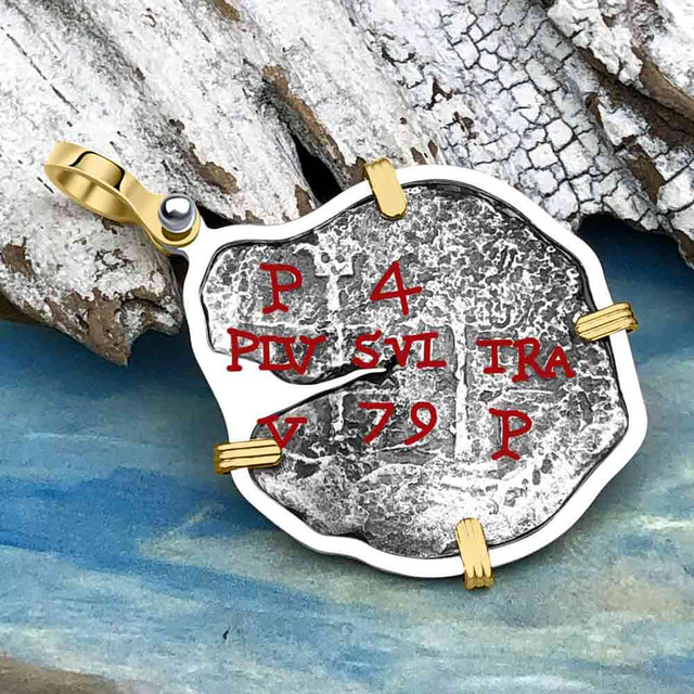 Rare 1679 Consolacion Shipwreck Pirate Era 4 Reale Cob 14K Gold and Sterling Silver Pendant