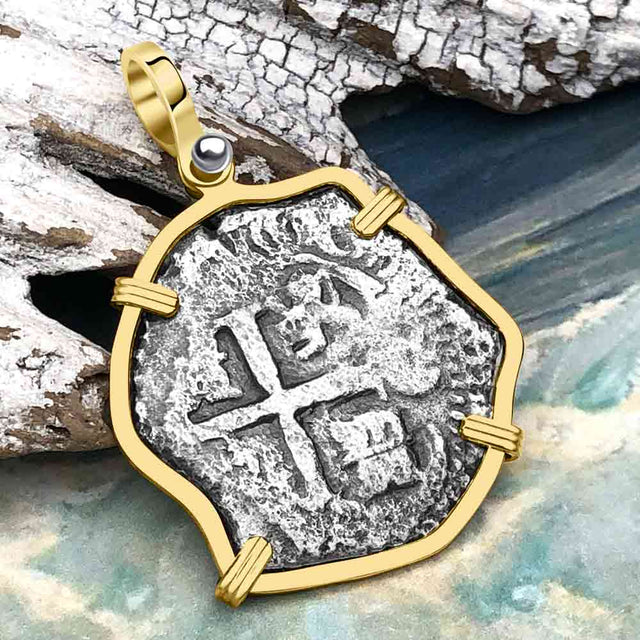 Rare 1679 Consolacion Shipwreck Pirate Era 4 Reale Cob 14K Gold Pendant