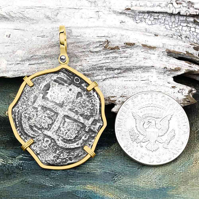 UNIQUE 1679 Consolacion Shipwreck Pirate Era 8 Reale Cob 14K Gold Pendant