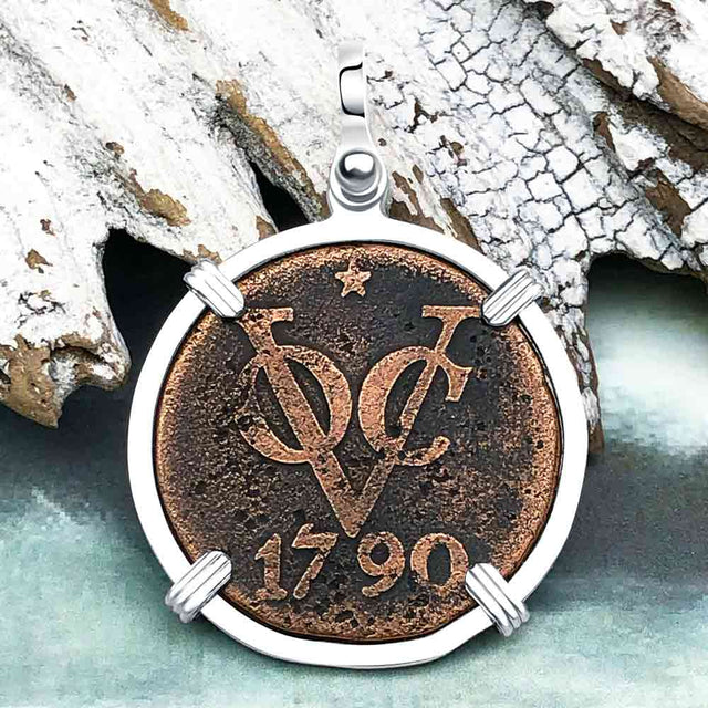 VOC - Dutch East India Company Shipwreck 1790 2 Duit Sterling Silver Pendant