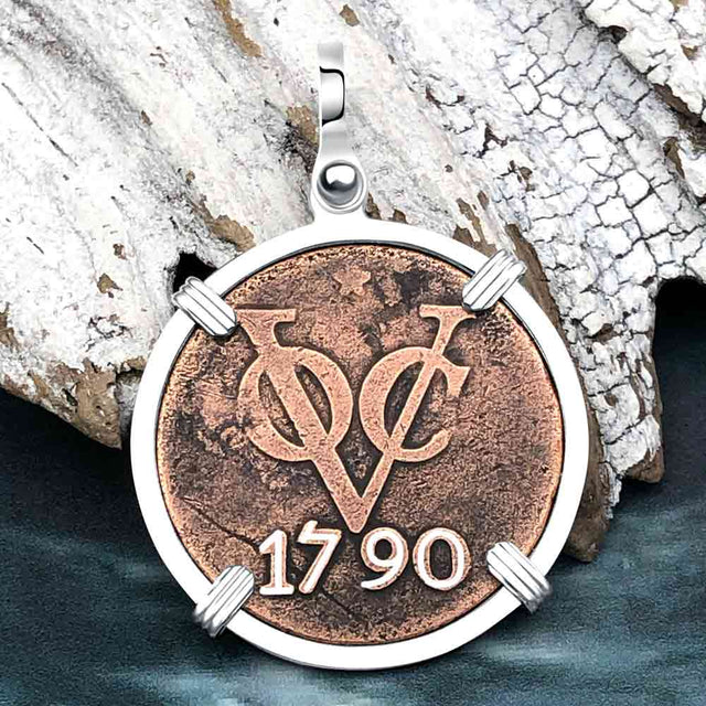 VOC - Dutch East India Company Shipwreck 1790 LARGE 2 Duit Sterling Silver Pendant