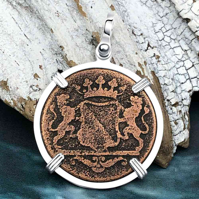 VOC - Dutch East India Company Shipwreck 1790 LARGE 2 Duit Sterling Silver Pendant