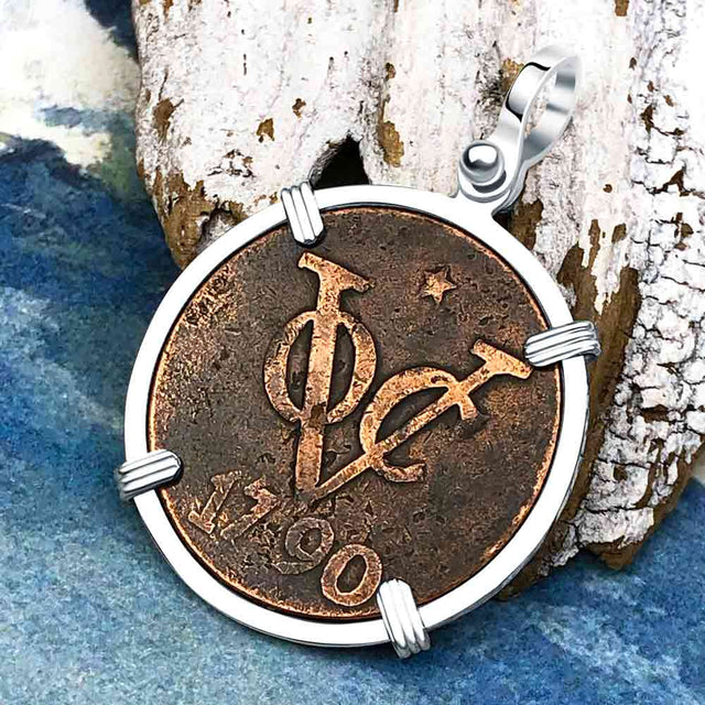 VOC - Dutch East India Company Shipwreck 1790 LARGE 2 Duit Sterling Silver Pendant