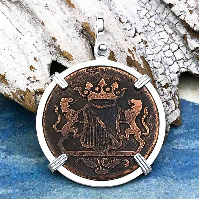 VOC - Dutch East India Company Shipwreck 1790 LARGE 2 Duit Sterling Silver Pendant