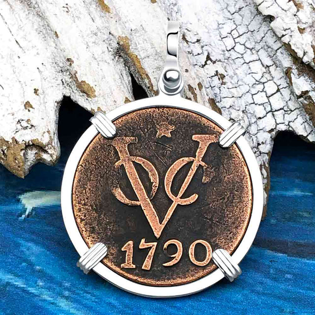 VOC - Dutch East India Company Shipwreck 1790 LARGE 2 Duit Sterling Silver Pendant