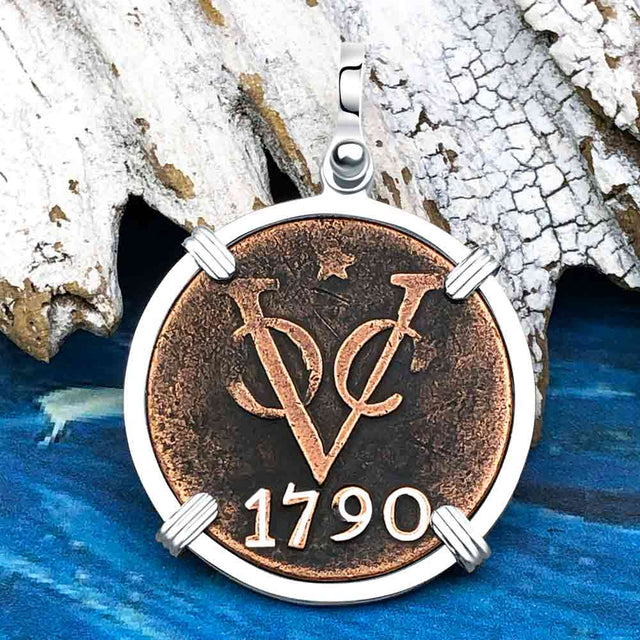 VOC - Dutch East India Company Shipwreck 1790 LARGE 2 Duit Sterling Silver Pendant