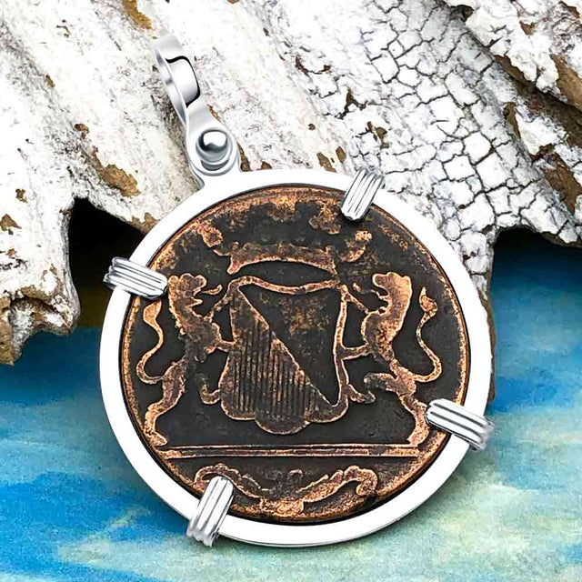 VOC - Dutch East India Company Shipwreck 1790 LARGE 2 Duit Sterling Silver Pendant