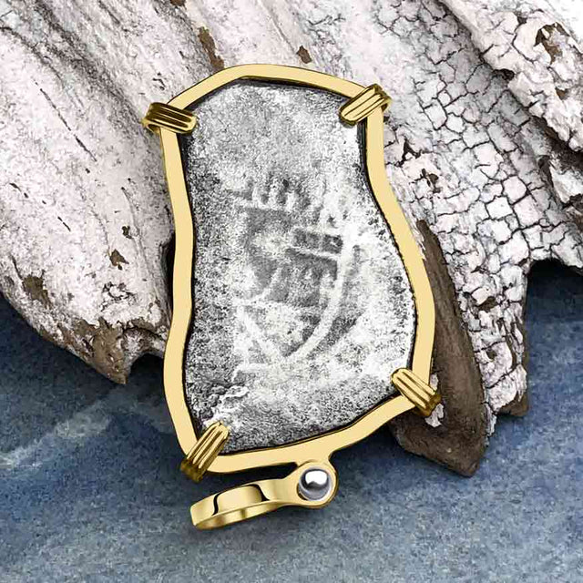 1715 Fleet Shipwreck Golden Age of Piracy Spanish 4 Reale Piece of 8 14K Gold Pendant | Artifact #5075