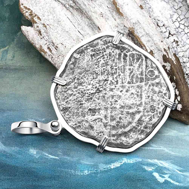 Mel Fisher's Atocha 8 Reale Cob Shipwreck Coin Piece of 8 Sterling Silver Pendant