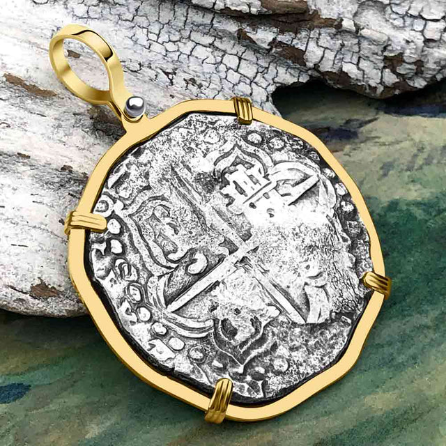 Rare Dated Mel Fisher's Atocha 8 Reale Shipwreck Coin 14K Gold Pendant | Artifact #5093