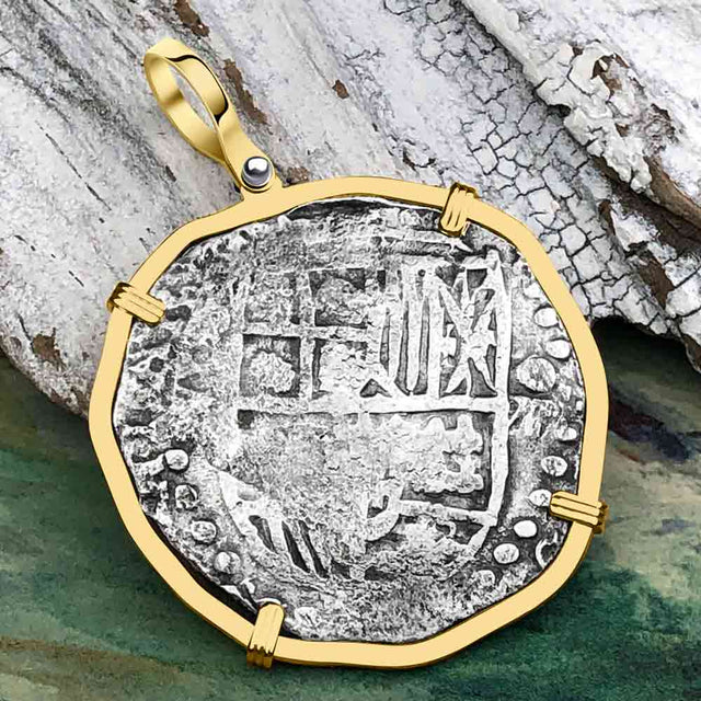 Rare Dated Mel Fisher's Atocha 8 Reale Shipwreck Coin 14K Gold Pendant | Artifact #5093