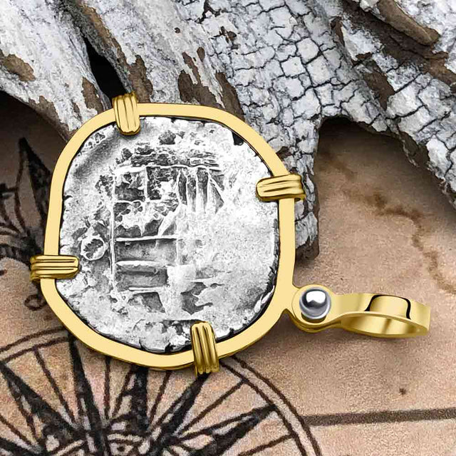 Atocha Era Buried Spanish 1 Reale Piece of Eight 14K Gold Pendant | Artifact # 5121