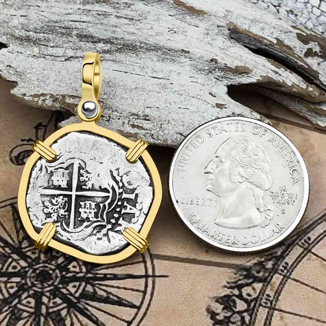 Atocha Era Buried Spanish 1 Reale Piece of Eight 14K Gold Pendant | Artifact # 5121