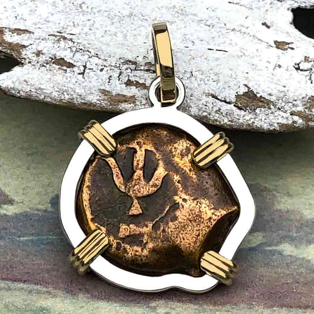 Biblical Widow's Mite 14K Gold and Sterling Silver Pendant