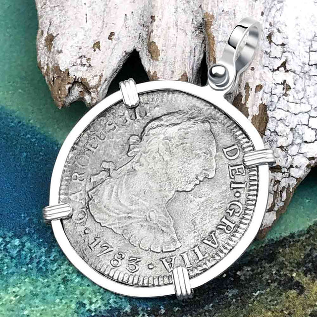 El Cazador Shipwreck 1783 Two Reale Piece of 8 Sterling Silver Pendant