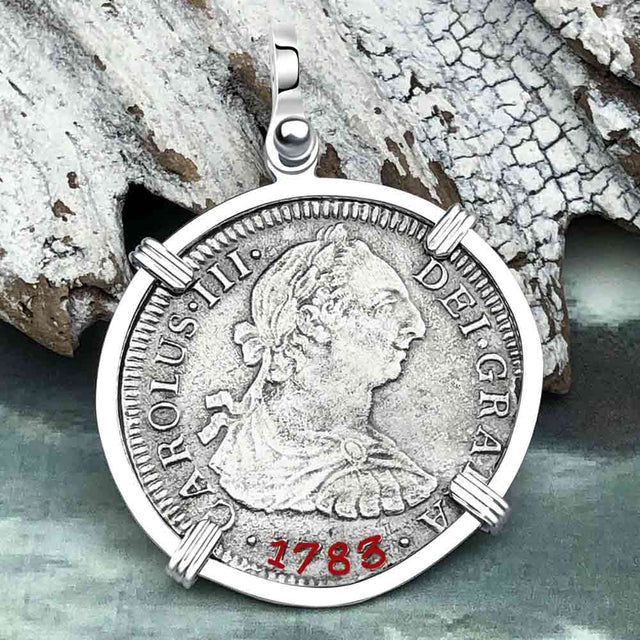 El Cazador Shipwreck 1783 Two Reale Piece of 8 Sterling Silver Pendant