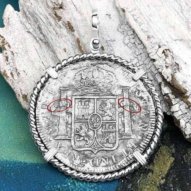 El Cazador Shipwreck RARE 1779 8 Reale Piece of 8 Sterling Silver Pendant