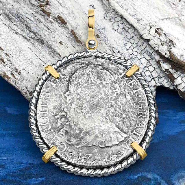 El Cazador Shipwreck 1783 8 Reale Piece of 8 14K Gold & Sterling Silver Pendant