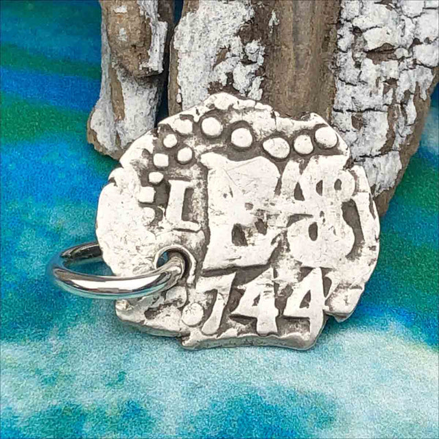 Pirate Chic 1/2 Reale Spanish Silver Cob Double Dated 1744 - the Legendary Piece of Eight Pendant