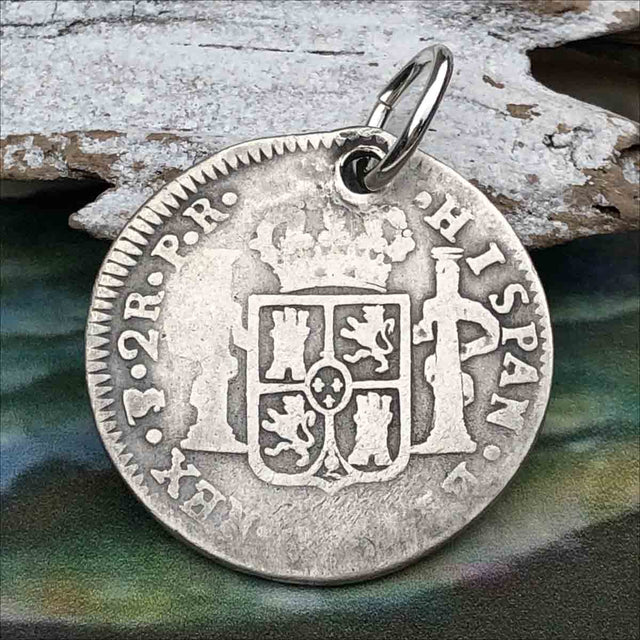 Pirate Chic 2 Reale Spanish Silver Portrait Dollar the Legendary Piece of 8 Pendant
