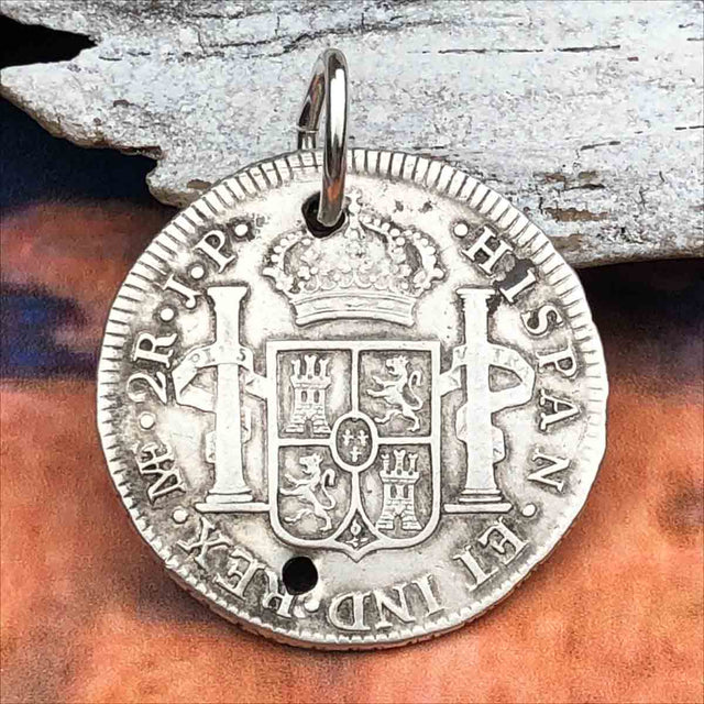 Pirate Chic 2 Reale Spanish Silver Portrait Dollar the Legendary Piece of 8 Pendant | Artifact #5380