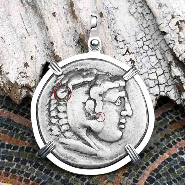 Ancient Greek Alexander the Great LARGE Silver Tetradrachm Coin Sterling Silver Pendant