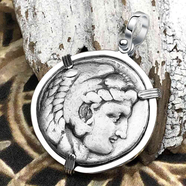 Ancient Greek Alexander the Great LARGE Silver Tetradrachm Coin Sterling Silver Pendant