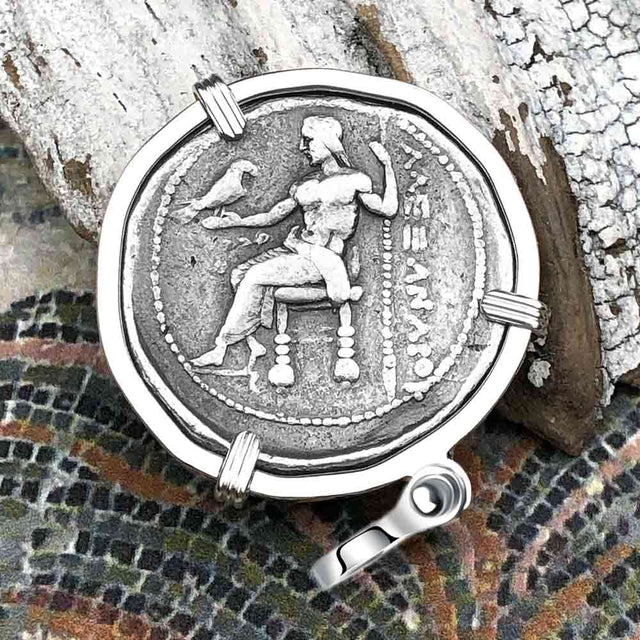 Ancient Greek Alexander the Great LARGE Silver Tetradrachm Coin Sterling Silver Pendant
