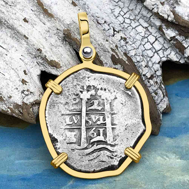 STUNNING 1661 Consolacion Shipwreck Pirate Era 2 Reale Cob 14K Gold Pendant