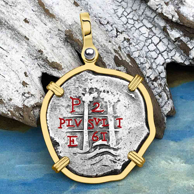 STUNNING 1661 Consolacion Shipwreck Pirate Era 2 Reale Cob 14K Gold Pendant