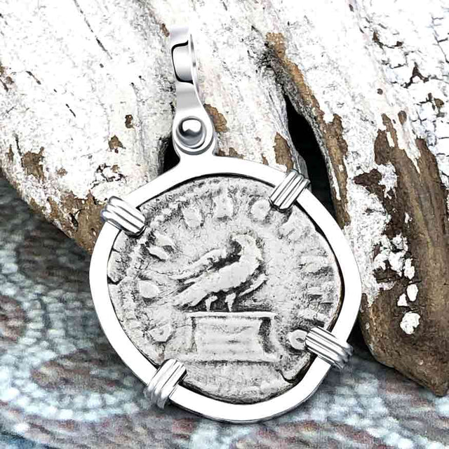 Roman Empire Silver Denarius Coin of Antoninus Pius, the Protector 161 AD Sterling Silver Pendant